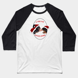 A Time Of Joyous Giving Rottweiler Holiday Greetings Baseball T-Shirt